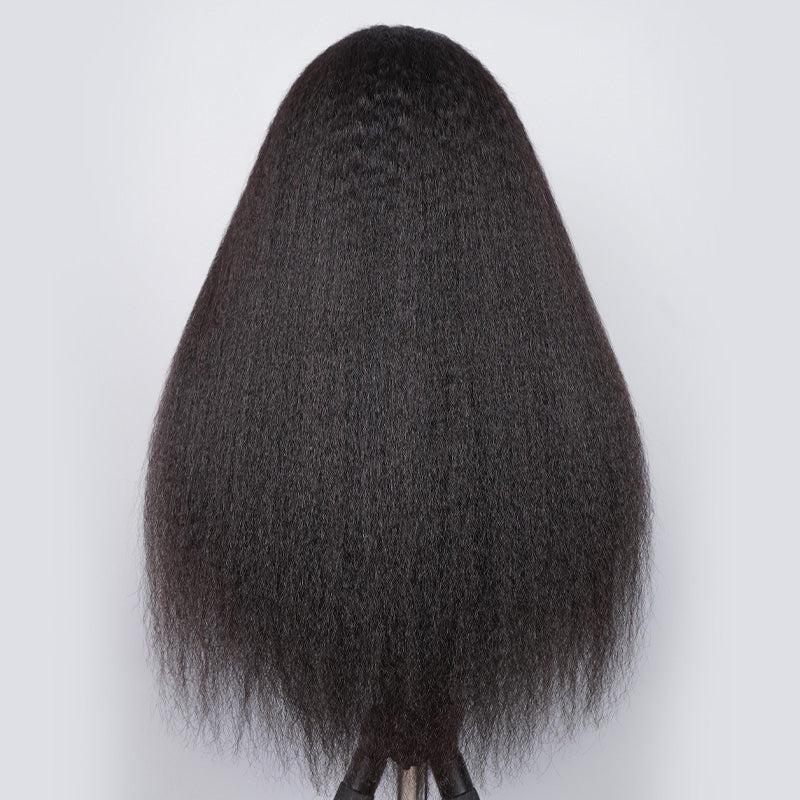 Minimum Leave Out [WEAR GO HALF WIG]  Invisible Hairline Half Wig Kinky Straight Flip Over Wig For Beginner