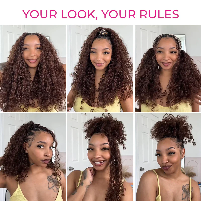 Burmese Curly  New In #4 Burmese Curly Crochet Human Hair for Boho Braids Miracle Knots Friendly Plush Texture Time-Saving Wear