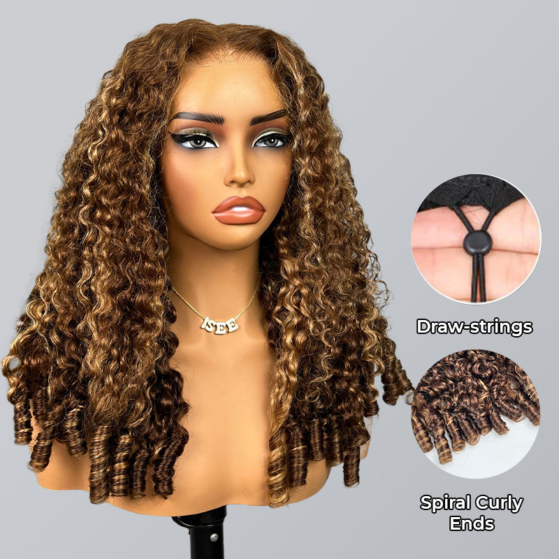 9x6 M Cap  M-Cap Highlight Burmese Curly 9x6 Wear Go InvisiFit Strap Glueless 250% Density Lace Wig