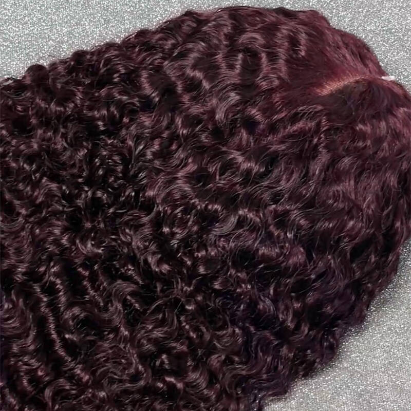Burmese Curly  New In Blackcurrant Brunette Wear & Go Glueless 9x6 Lace Burmese Curly Human Hair Wig Dark Burgundy