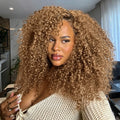 9x6 M Cap  New In Honey Brown Kinky Curly 9x6 M-Cap Wear & Go InvisiFit Strap Glueless Wig