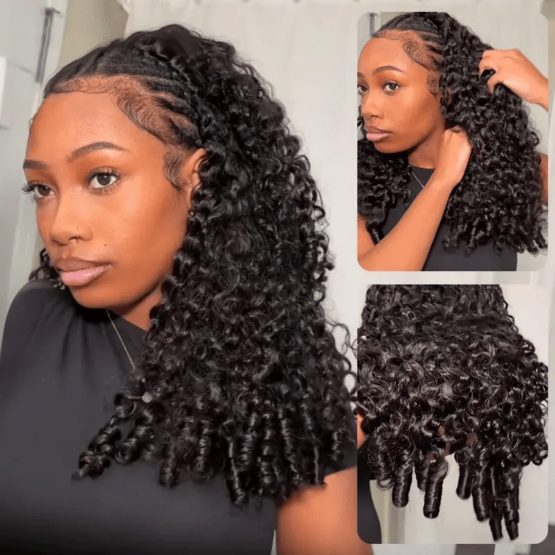 Burmese Curly Half Wig InvisiFit Strap Human Hair Wear Go Glueless Wig for Beginners