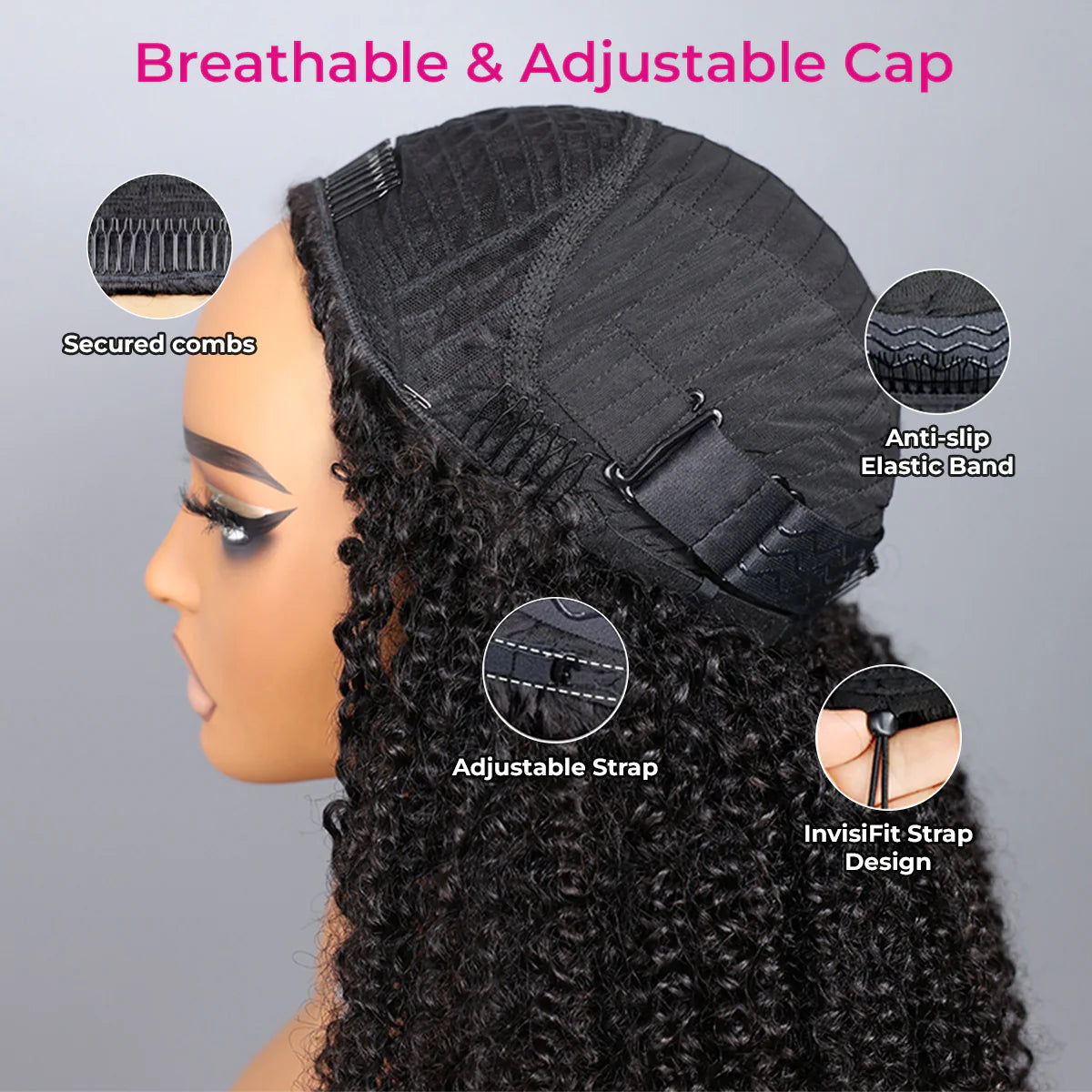 Short Hair Friendly [WEAR GO HALF WIG]  Afro Curly Draw-strings Half Wig Real Hairline InvisiFit Strap Flip Over Wig