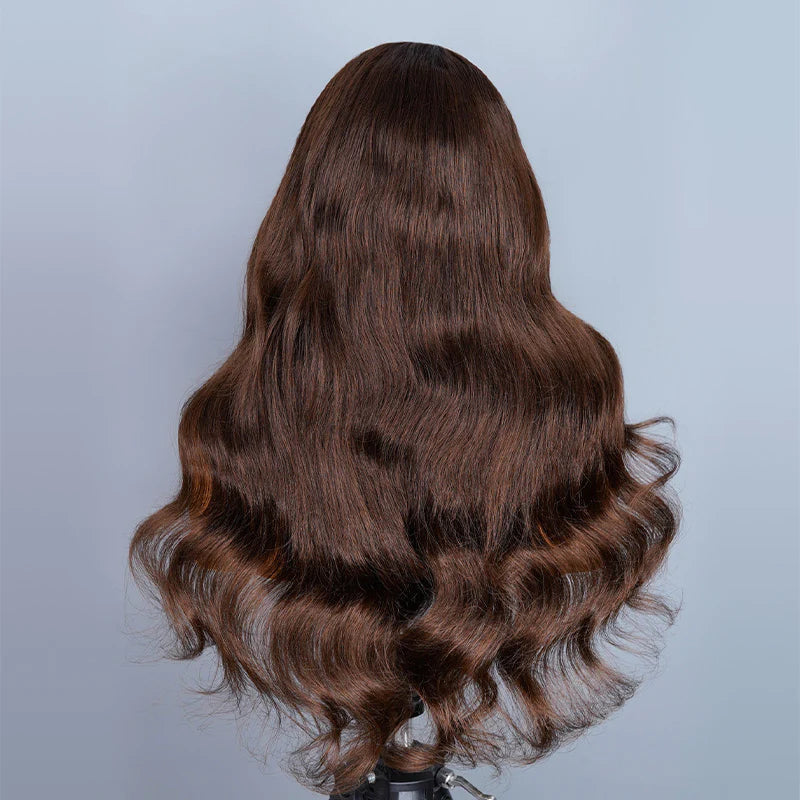 Layer Cut  7x5 Chocolate Brown Color Face-Framing Layered Cut Body Wave Wear Go Glueless Wig