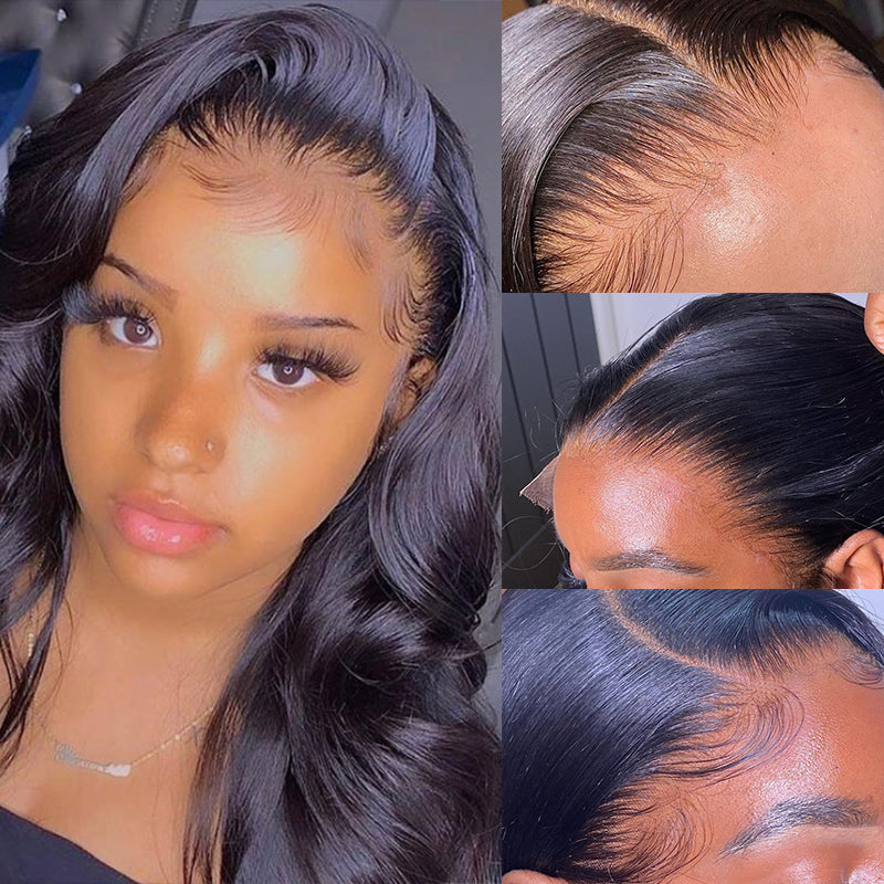 13*4 HD  Undetectable HD Lace Body Wave Human Hair Wigs Pre-Plucked Pre-Bleached 13x4 Lace Front Wigs