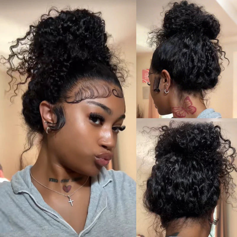 Invisi-Drawstring  Invisi Draw-strings 360 Water Wave Pre-Cut Lace Wear Go Wig Pre-Bleached Knots InvisiFit Strap Glueless Wigs