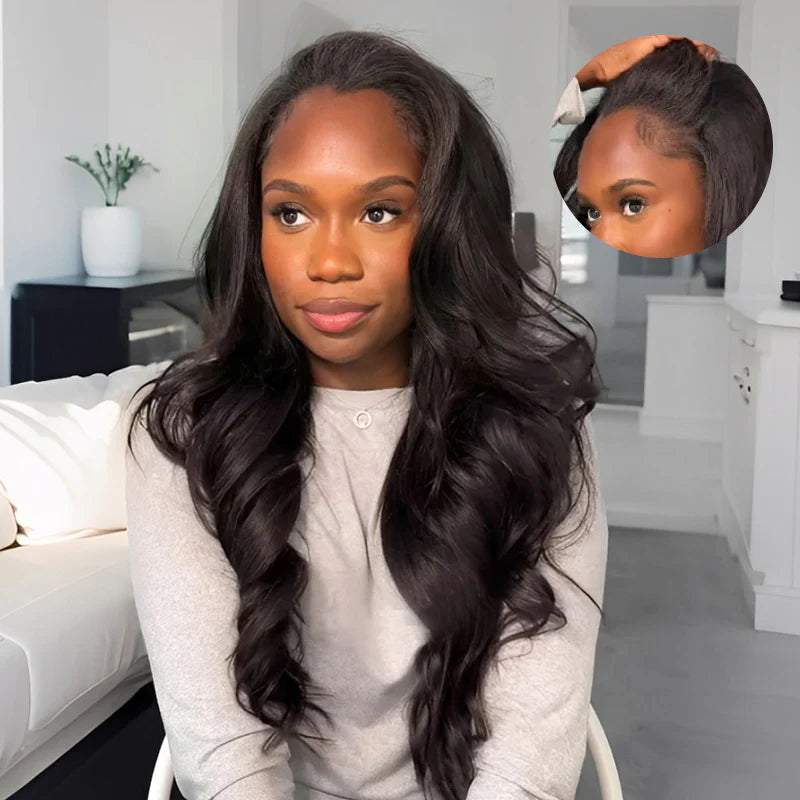 Minimum Leave Out [WEAR GO HALF WIG]  Yaki Straight Draw-strings Half Wig Invisible Hairline Flip Over InvisiFit Strap Wig