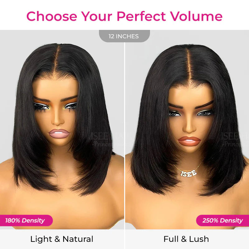 9x6 Tpart Wear Go Layered Cut Bob Yaki Straight Wig Natural Black Deep Part Lace Glueless Wig