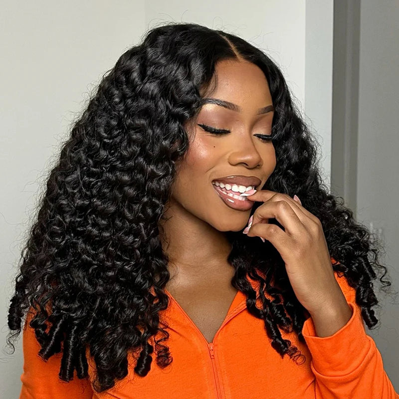 Burmese Curly  Burmese Curly Human Hair Wear Go 7x5 HD Lace Wig InvisiFit Strap Glueless Wig for Beginners