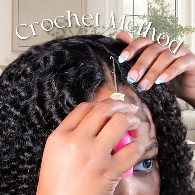 V part V Part/Thin Part Kinky Curly Wig Human Hair Glueless Wigs For Beginner