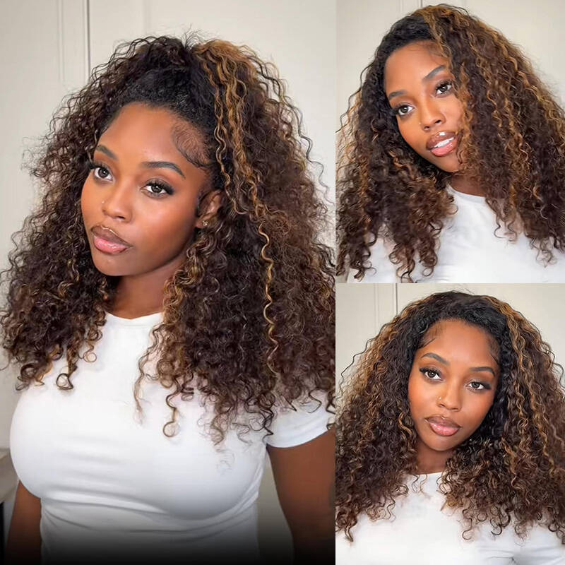 Perfect for Short Hair [WEAR GO HALF WIG]  Highlight Water Wave Half Wig InvisiFit Strap Flip Over Wig