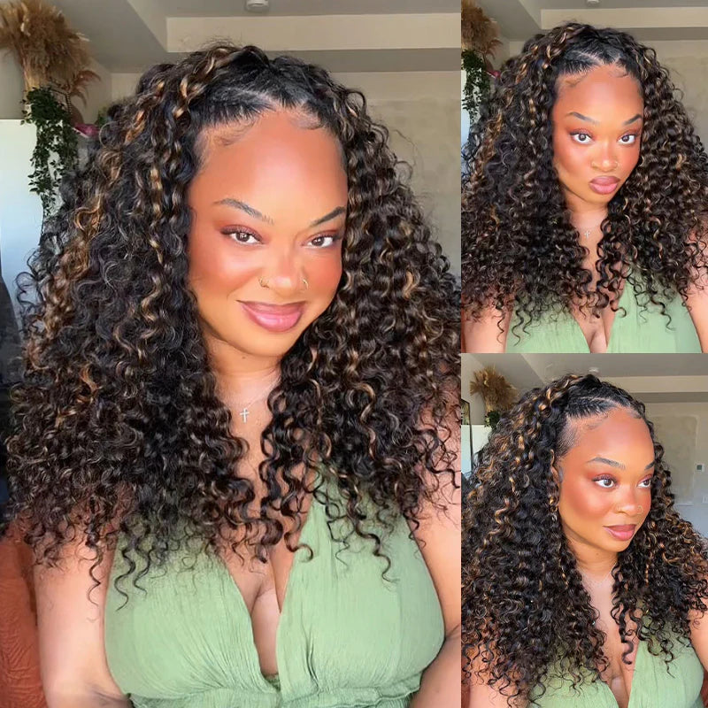 Perfect for Short Hair [WEAR GO HALF WIG]  Highlight Water Wave Half Wig InvisiFit Strap Flip Over Wig