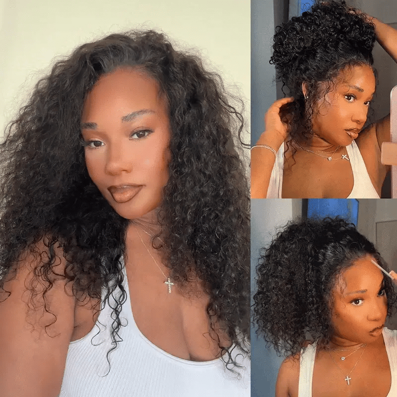Invisi-Drawstring  Invisi Draw-strings 360 Water Wave Pre-Cut Lace Wear Go Wig Pre-Bleached Knots InvisiFit Strap Glueless Wigs