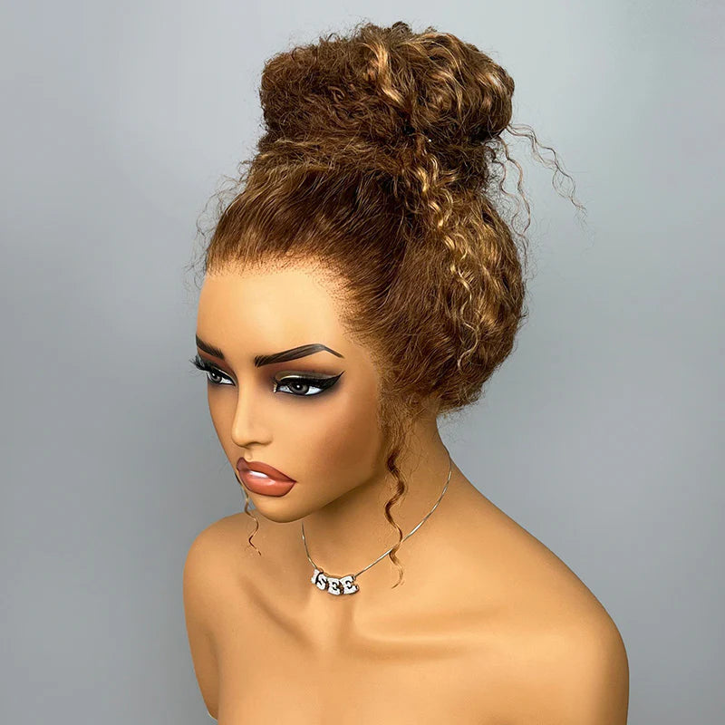 Customizable Fit  Highlight Brown Water Wave 360 Wear Go Wig Invisi Draw-strings Pre-Cut Lace InvisiFit Strap Glueless Wigs