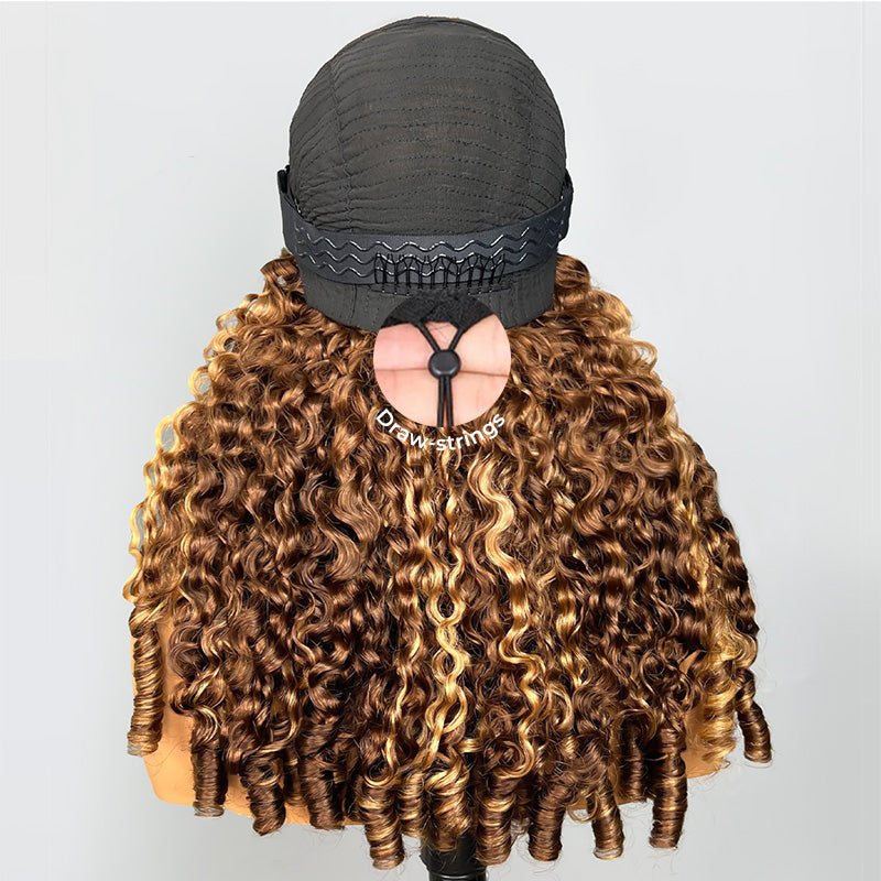 9x6 M Cap  M-Cap Highlight Burmese Curly 9x6 Wear Go InvisiFit Strap Glueless 250% Density Lace Wig