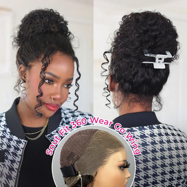 Invisi-Drawstring  Invisi Draw-strings 360 Water Wave Pre-Cut Lace Wear Go Wig Pre-Bleached Knots InvisiFit Strap Glueless Wigs