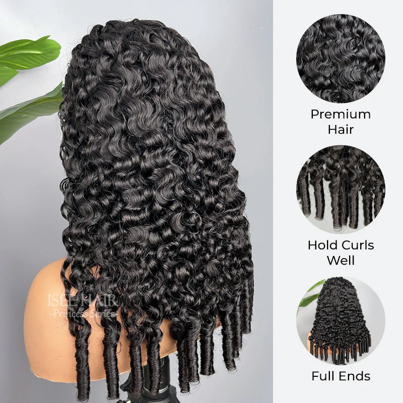 Burmese Curly Half Wig InvisiFit Strap Human Hair Wear Go Glueless Wig for Beginners