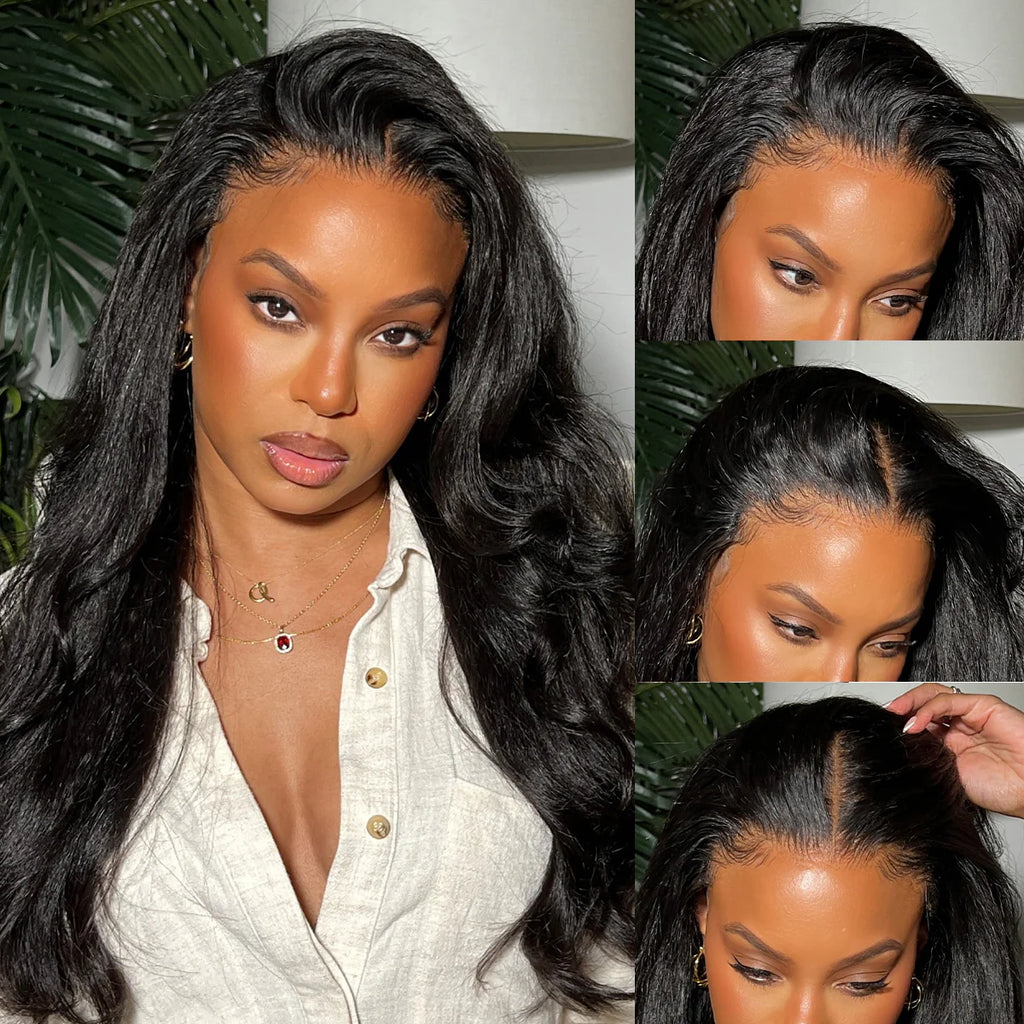 9*6 M Cap  M-Cap 9x6 Wear Go Yaki Straight Glueless Wig Pre Bleached Tiny Knots Kinky Straight HD Lace Wig