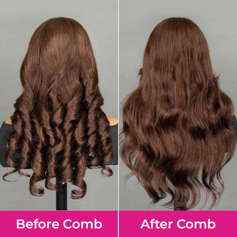 Layer Cut  7x5 Chocolate Brown Color Face-Framing Layered Cut Body Wave Wear Go Glueless Wig