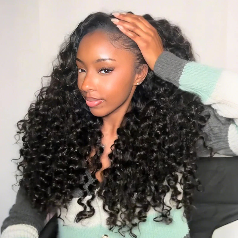 Perfect for Short Hair [WEAR GO HALF WIG]  Loose Curly Half Wig Invisible Hairline Loose Deep Flip Over Wig Beginner Friendly