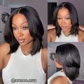 Weightless Feel 9x6 T-Part Wear & Go Layered Cut Bob Yaki Straight Natural Black Glueless Lace Wig
