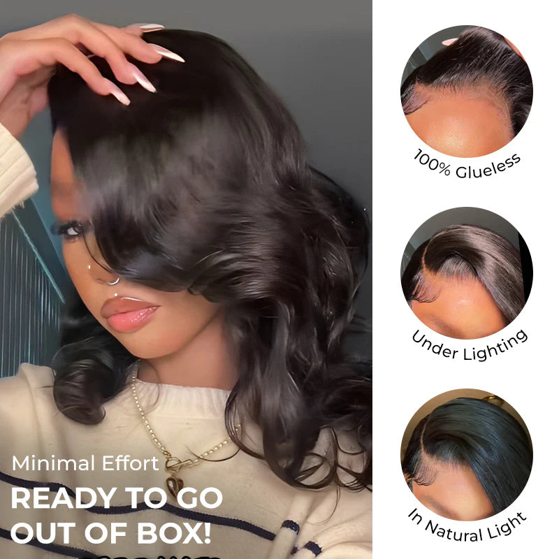 9*6 M Cap  180% Density C Part Glueless LayerCut Wig With Baby Hair 9x6 M-Cap Body Wave Wig