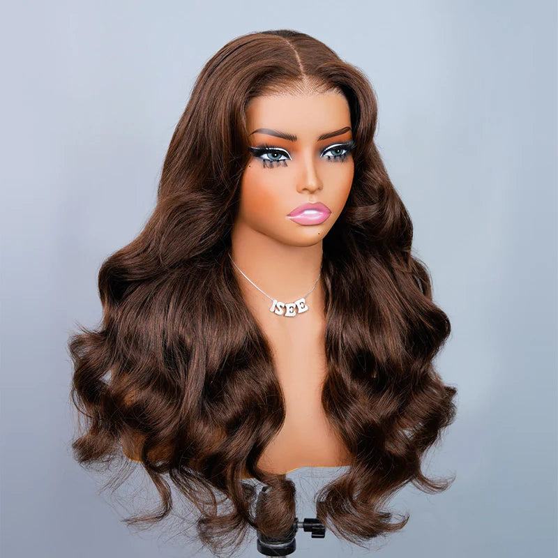 Layer Cut  7x5 Chocolate Brown Color Face-Framing Layered Cut Body Wave Wear Go Glueless Wig