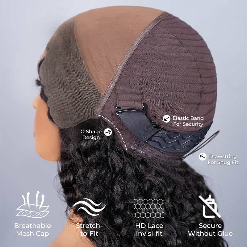 Full 13x6  13x6 Wear Go Burmese Curly Glueless Wig HD Lace Front Wig Real Ear To Ear With Invisi Draw-string Wig