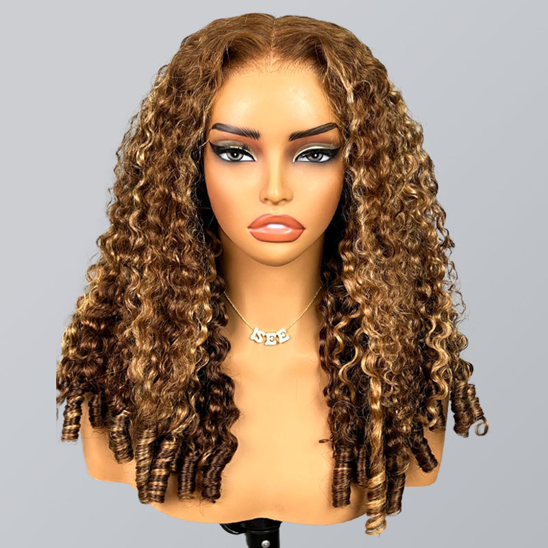 9x6 M Cap  M-Cap Highlight Burmese Curly 9x6 Wear Go InvisiFit Strap Glueless 250% Density Lace Wig
