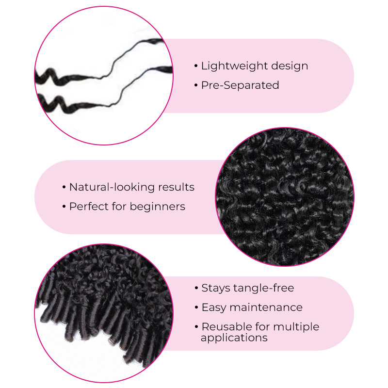 Pop Color Set  Pro-Mix Bundle Deal Burmese Curly Feather Crochet Human Hair - Natural Black Base & 1 Color Bundle for Miracle Knots