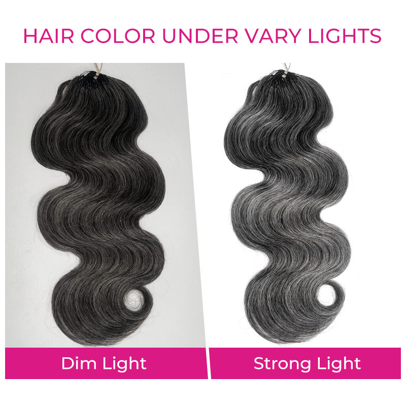 Feather Crochet Hair  New In Salt & Pepper Body Wave Crochet Human Hair Invisible Miracle Knots Style for Boho Braids