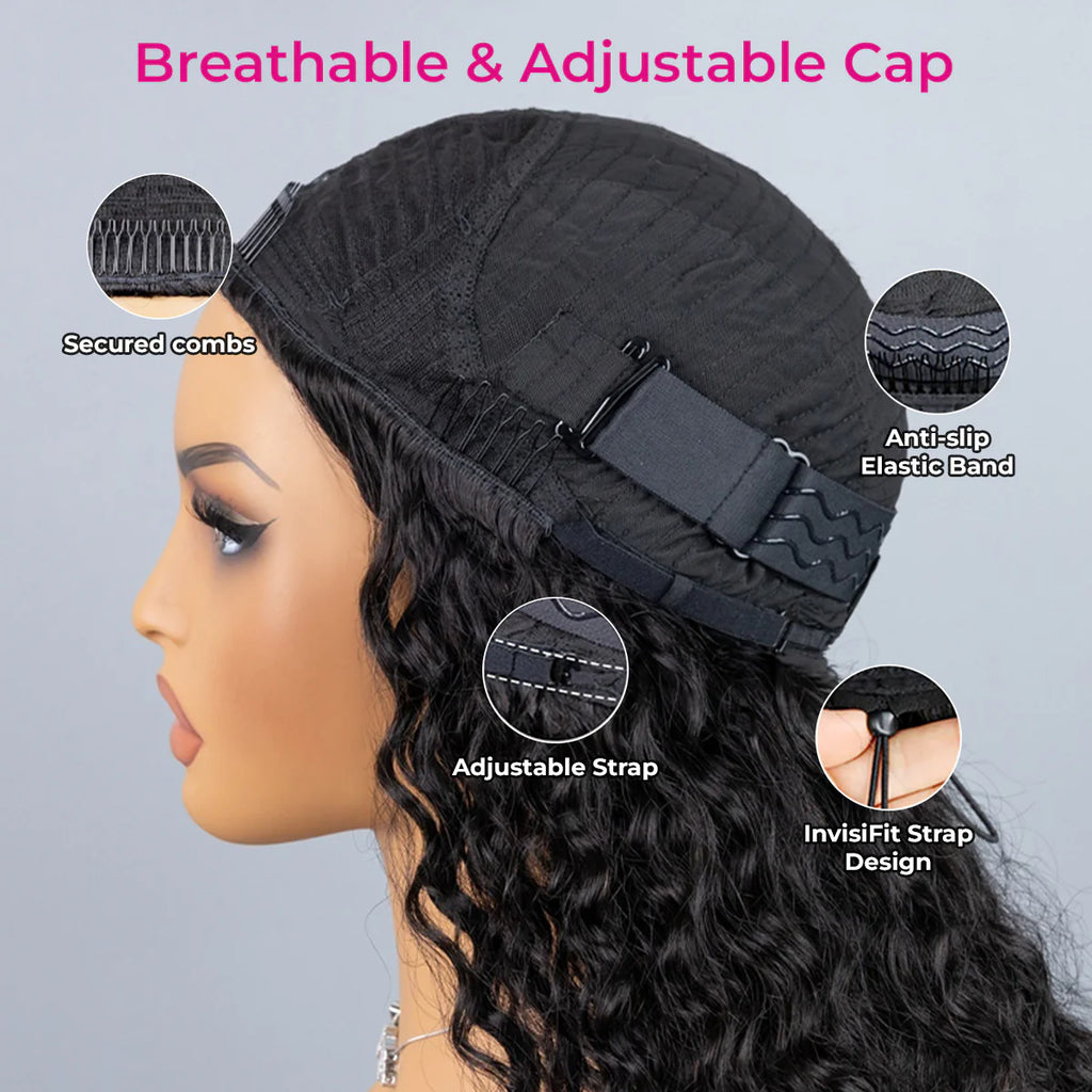 Perfect for Short Hair [WEAR GO HALF WIG]  Loose Curly Half Wig Invisible Hairline Loose Deep Flip Over Wig Beginner Friendly