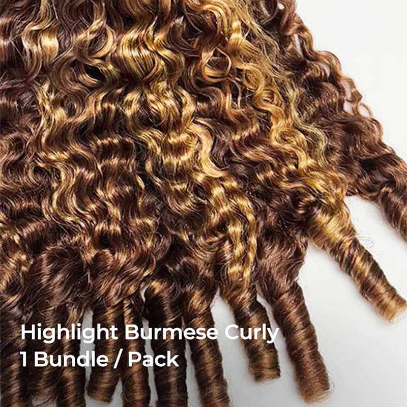Burmese Curly Bundle  Highlight Burmese Curly Human Hair Bundles