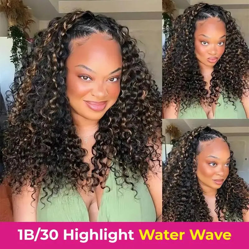 HAIR 250% Water Wave Wear & Go Half Wig, Glueless Human Hair