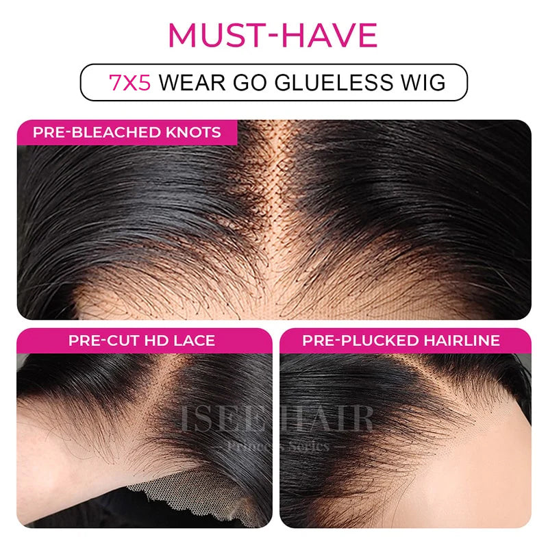 Wear Go Blow Out Straight Bob 7x5 Transparent Lace Glueless Wig Pre-Bleached Tiny Knots