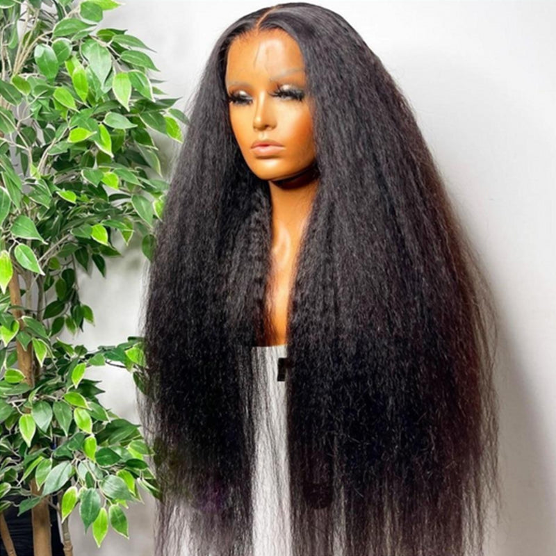 Kinky Straight 13x4 HD Lace Front Wig Unprocessed Human Hair Wigs