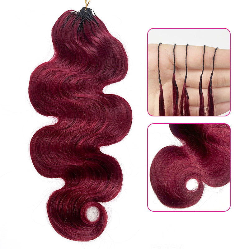 New In Burgundy Body Wave Crochet Human Hair for Boho Braids Invisible Miracle Knots Style