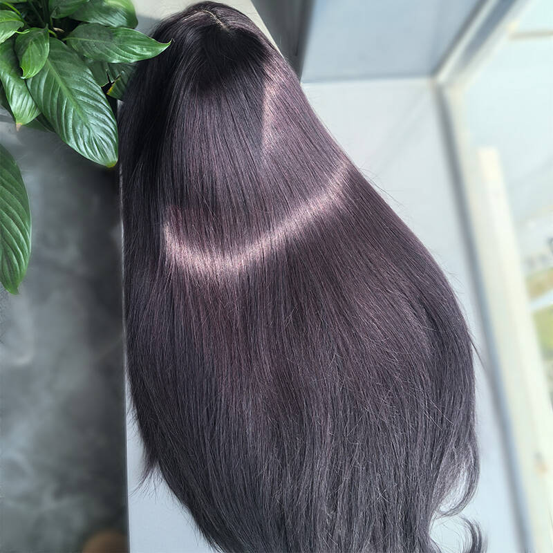 Layer Cut  New In Blackcurrant Brunette 7x5 Lace Wear & Go Glueless Human Hair Layered Straight Wig Dark Burgundy