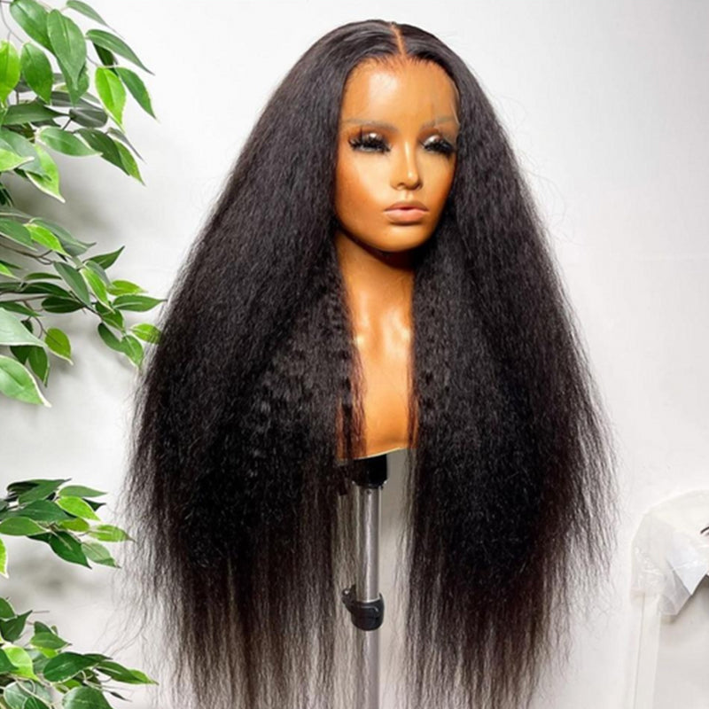 Kinky Straight 13x4 HD Lace Front Wig Unprocessed Human Hair Wigs