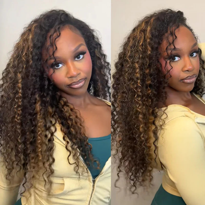 Perfect for Short Hair [WEAR GO HALF WIG]  Highlight Water Wave Half Wig InvisiFit Strap Flip Over Wig