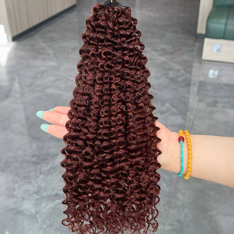 New In Reddish Brown Kinky Curly Crochet Human Hair for Boho Braid Styles Plush Texture Time-Saving Wear