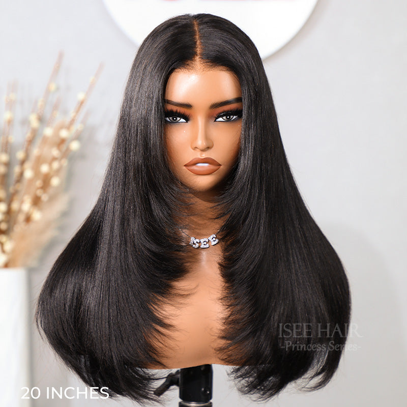 9x6 Tpart Wear Go Layered Cut Bob Yaki Straight Wig Natural Black Deep Part Lace Glueless Wig