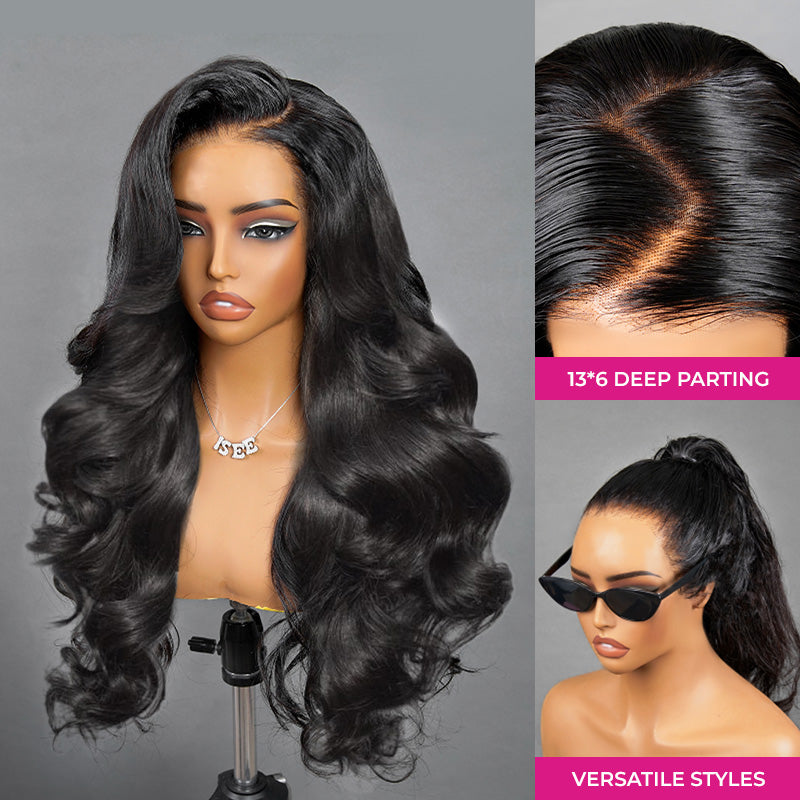 Full 13x6  Wear Go 13x6 Body Wave Glueless Wig HD Lace Front Wig With Invisi Draw-strings