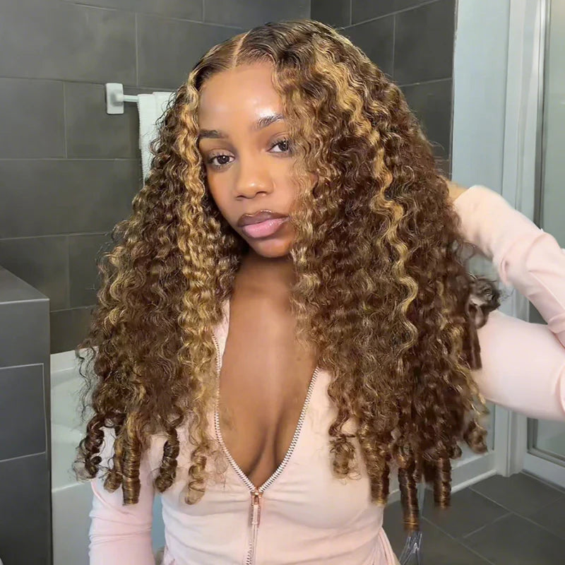 9x6 M Cap  M-Cap Highlight Burmese Curly 9x6 Wear Go InvisiFit Strap Glueless 250% Density Lace Wig