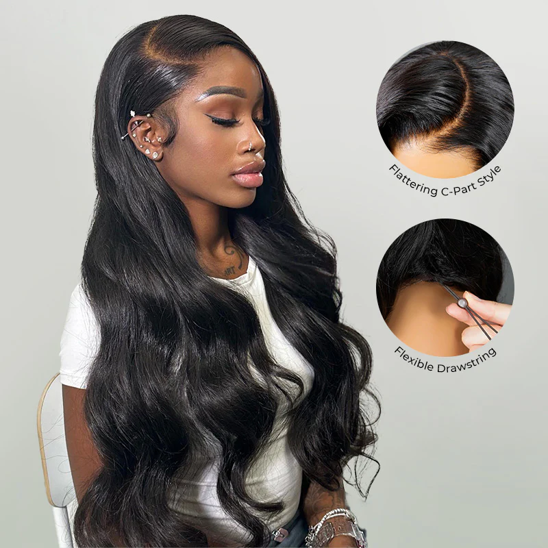 Full 13x6  Wear Go 13x6 Body Wave Glueless Wig HD Lace Front Wig With Invisi Draw-strings