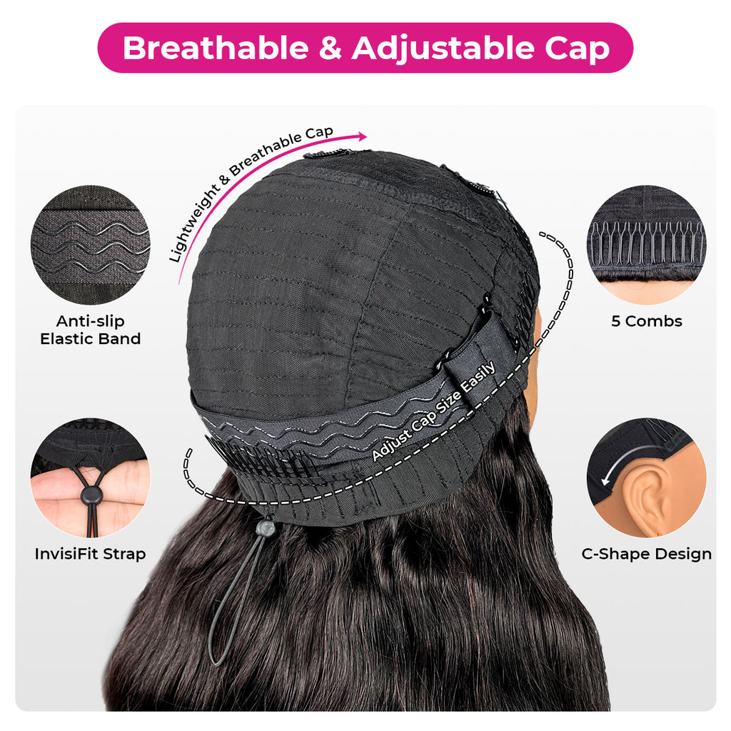 Upgraded Dome Cap  Layered Cut Blow Out Kinky Straight U Part Sew In Wig Natural Color