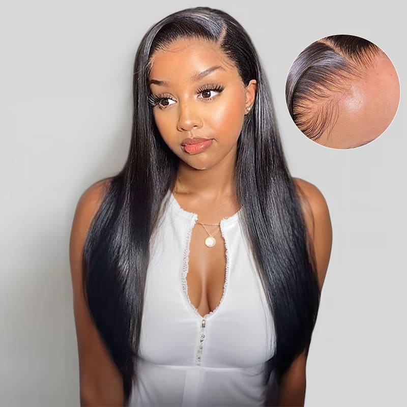 Full 13x6  Wear Go 13x6 Silky Straight Glueless Wig Invisi Draw-strings HD Lace Front Wig