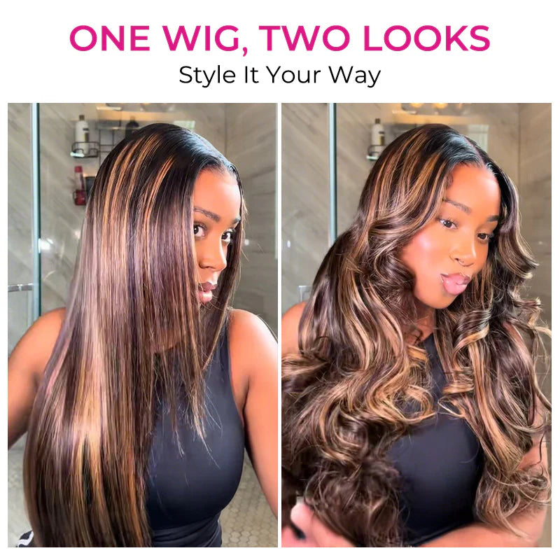 Layered Cut  Layered Cut Brown Balayage Highlight Straight Wear Go Glueless Wig